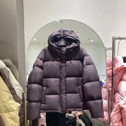 Hooded Down Jacket 2025 New Winter Thickened Down Jackets Women Temperament Women Down Jackets White Duck Down Women's Coat H573