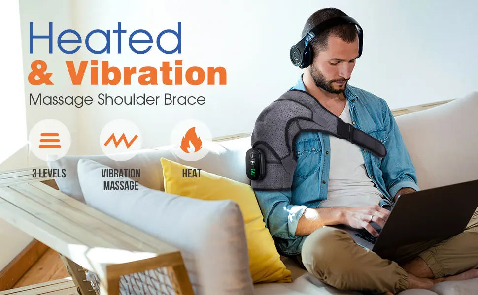 Electric Heating Shoulder Brace LED Display Vibration Shoulder Massage Support Belt Strap For Joint Brace Care Muscle Relaxation