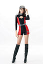 Women Sexy Race Costume Long Sleeves Car Driver Bodysuit with Hat Racing Girl Bodysuit Cosplay Game Uniform