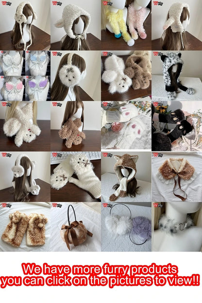 Subculture Y2K GIRL Spicy Girls Handmade Gothic Lolita Harajuku hairy Cute Deer Christmas decoration performance costume set