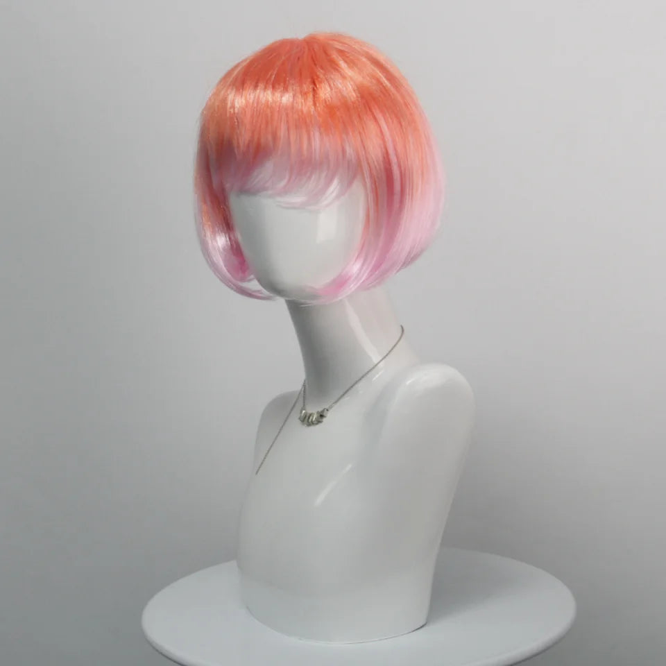 Colorful Gradient Wave Head Synthetic Wig for Women Anime Party Cosplay Birthday Party Wig with Bangs