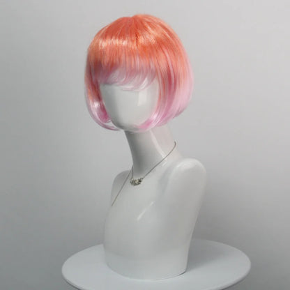 Colorful Gradient Wave Head Synthetic Wig for Women Anime Party Cosplay Birthday Party Wig with Bangs