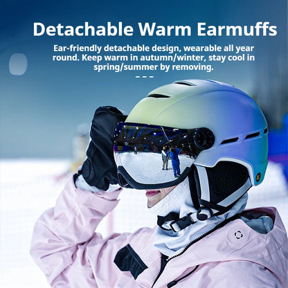 Eastinear Snow Glasses Integrated Ski Helmet Adult Men and Women Outdoor Extreme Sports Half-covered Safety Helmet Ski Equipment