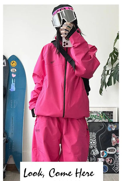 John snow 2024 New Male female couple Single and double board Ski suit set Loose type waterproof keep warm Ski pants ski jackets