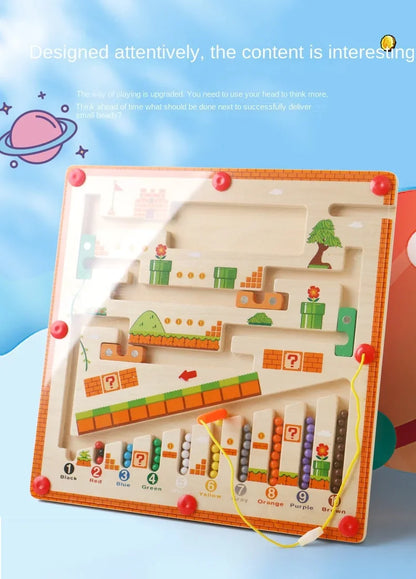 Wooden Magnetic Color and Number Maze Learning Education Toys Color Matching Montessori Toys Wooden Toys for Children Gift
