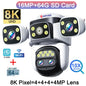 10K WiFi Cam 20MP Wireless Outdoor 10X Zoom Three Screen Four Lens 720° PTZ Automatic Tracking Waterproof Security Camera CCTV