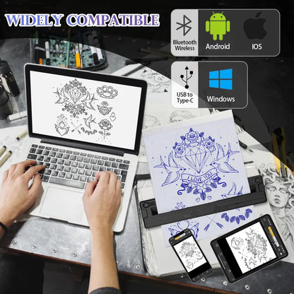 Portable Bluetooth Thermal Tattoo Printer Inkless M8 Beginners&Pros Wireless Tattoo Stencil Printer Suitable for Phone/Tablet/PC