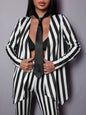 2024 Fashion personality design Long sleeve suit jacket striped high-end commuter coat for women