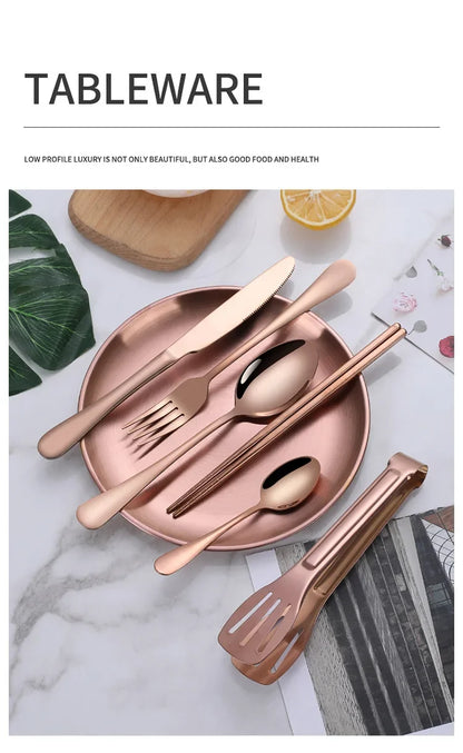 11 Pcs/lot Picnic Tableware Kit Portable Stainless Steel Knife Fork Spoon Plate Cutlery Set Outdoor Travel Camping Equipment