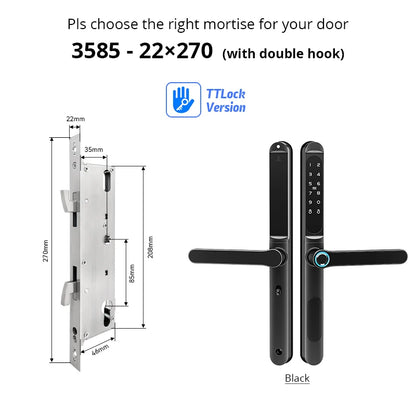 Waterproof TTLock Outdoor Gate Fingerprint Bluetooth APP RFID Code Keyless Electronic Smart Door Lock for Glass Aluminum Sliding