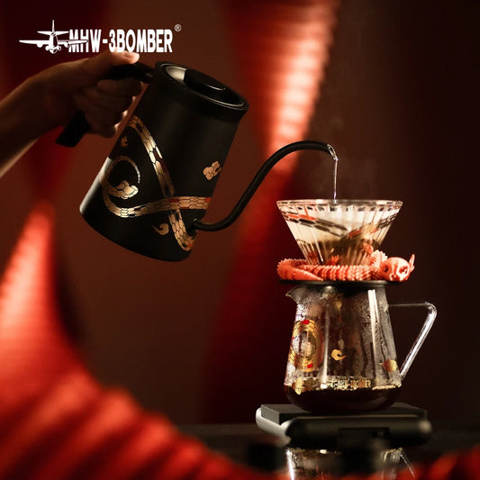 MHW-3BOMBER 220V Electric Kettle Gooseneck Pour Over Kettle Coffee Pot Precise Control Heating Water Boiler Barista Tool