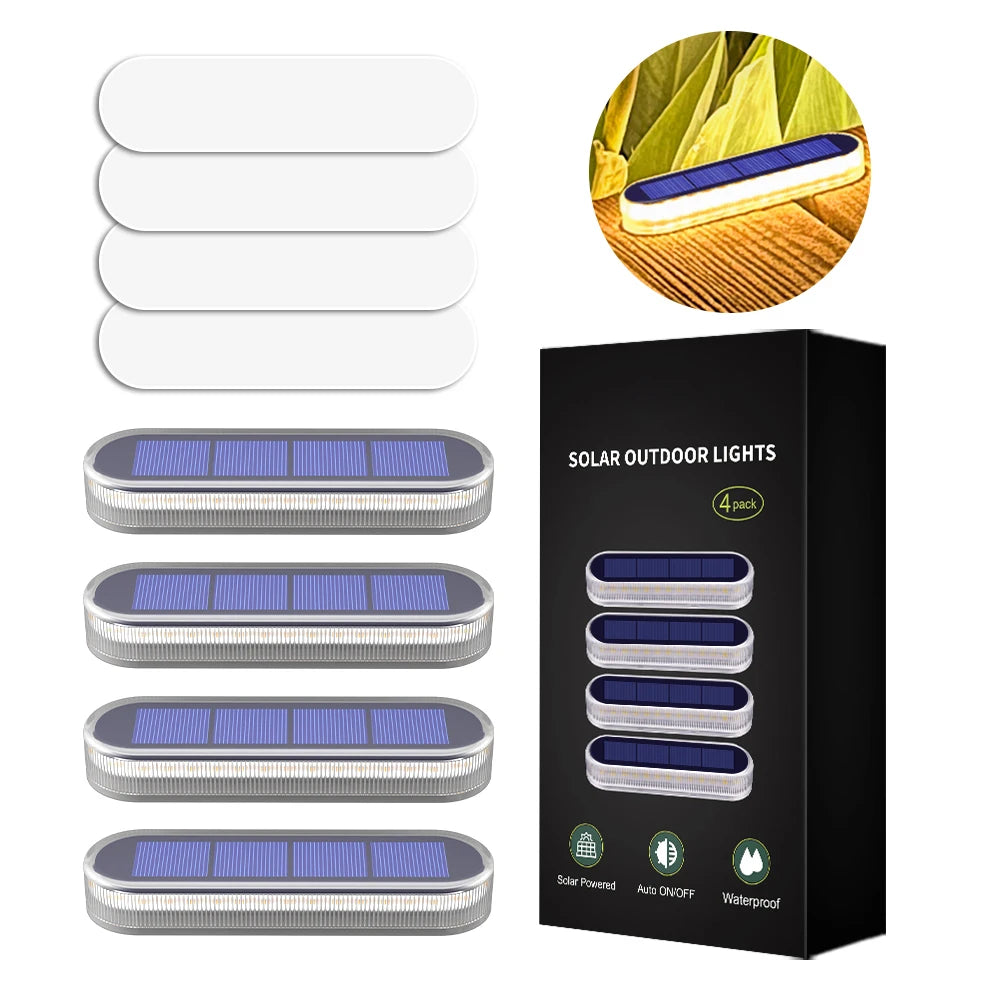 Quality Solar Step Lights Waterproof IP68 Warm White LED Path Lights Solar Powered Light Bar for Stairs Driveway Walkway Dock