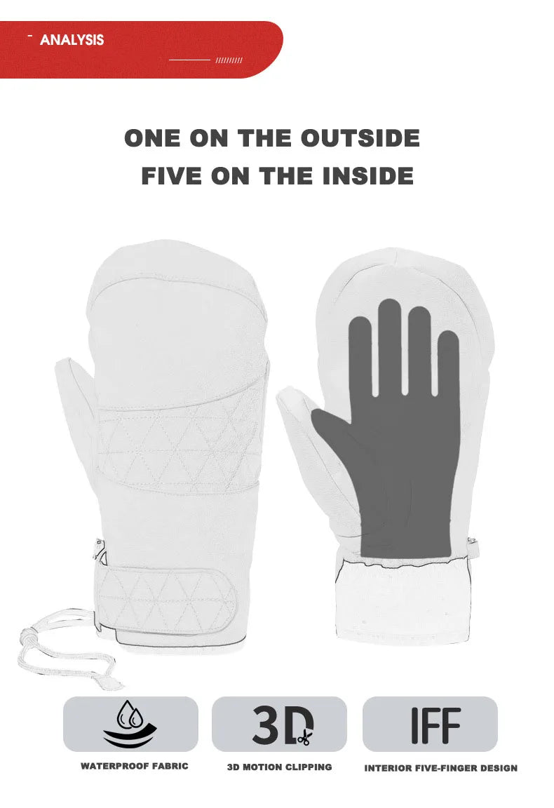 Ski Gloves Men's Waterproof and Cold-proof Plus Velvet Thickening Outdoor Cycling Warm Winter Cycling Gloves Men and Women
