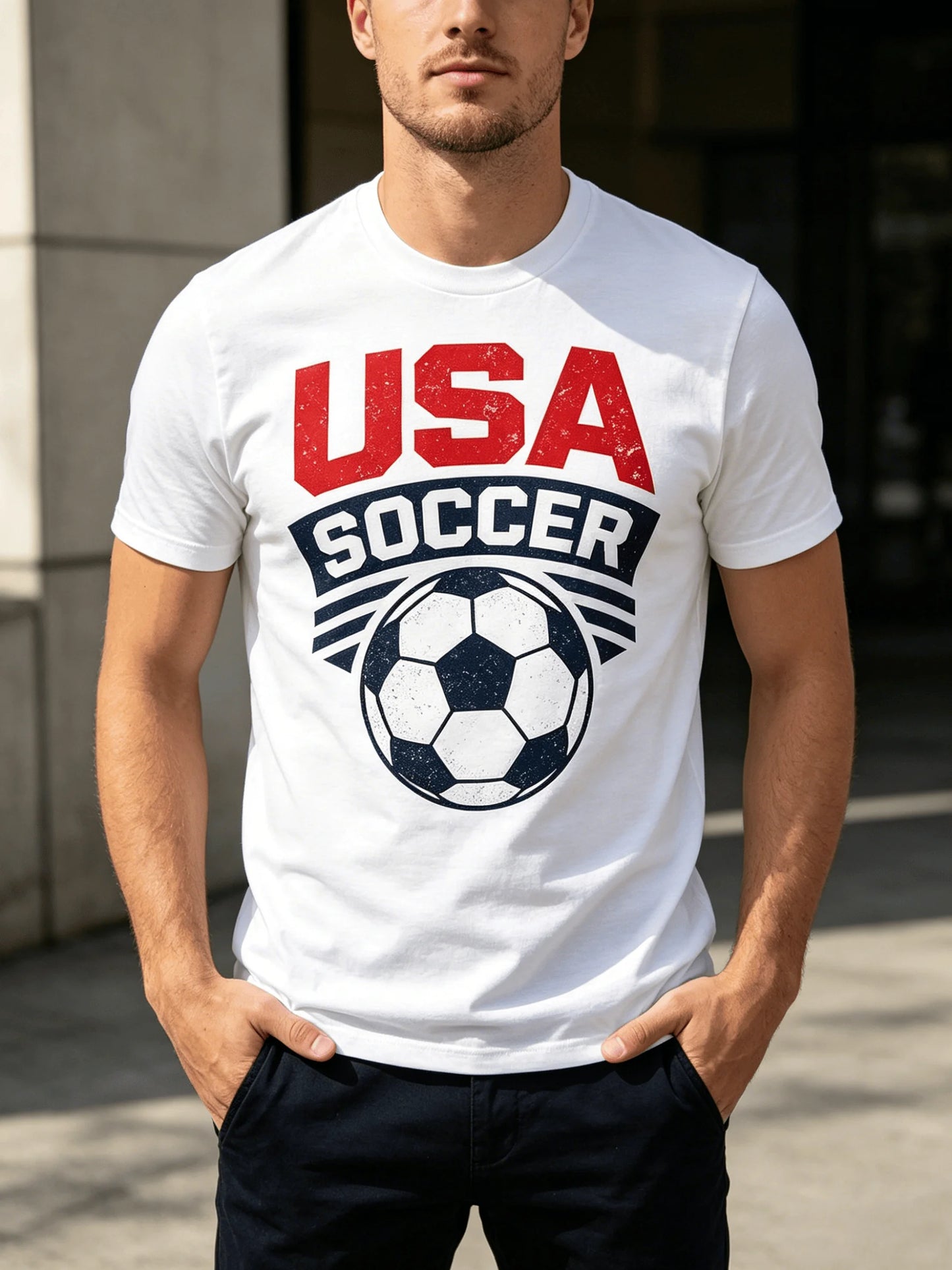 180G Cotton Vintage USA Soccer T-Shirt 2026 World Cup Distressed Retro Graphic Tee Unisex Breathable Game Day Shirt Fast Delivery