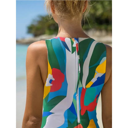 2023 Summer Conservative Tropical Plant Printing Bikini One-piece Swimsuit Beach Bikini Mini Micro Hot