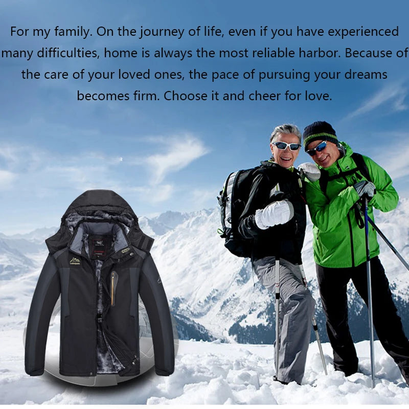 9XL New Winter Men Outwear Fleece Warm Removable Hooded Jacket Men Outdoor Skiing Windbreaker Waterproof Casual Jacket Coat Male