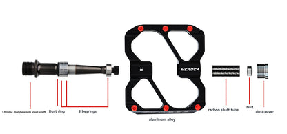 MEROCA Bicycle Pedal 3 Bearing Non-Slip Mtb Pedals Sealed Three Bearing Aluminum Alloy Mountain Bike Pedal Cycling Accessories