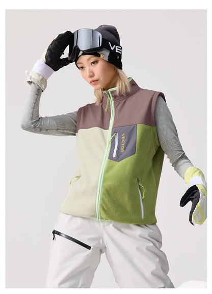 VECTOR Brand Fleece Jacket with Detachable Sleeves for Windproof Warm Anti-static Outdoor Sports Skiing Hiking Daily Wear