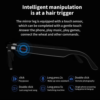 For Xiaomi E13 Smart Glasses:Blue Light Filtering Polarized Sunglass Lenses Audio Built-in Mic & Speakers Touch Voice Assistant