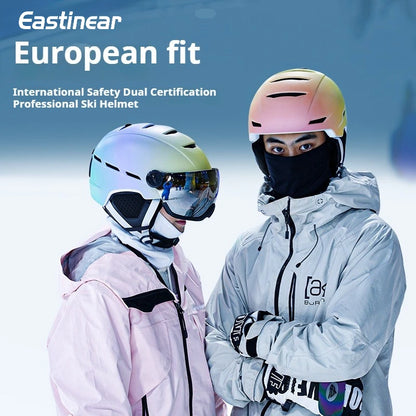 Eastinear Snow Glasses Integrated Ski Helmet Adult Men and Women Outdoor Extreme Sports Half-covered Safety Helmet Ski Equipment