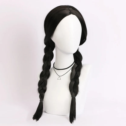 26 Inch Synthetic Black Braided Wig Hair With None Lace For Party Cosplay Daily Use Music Festival Christmas Halloween