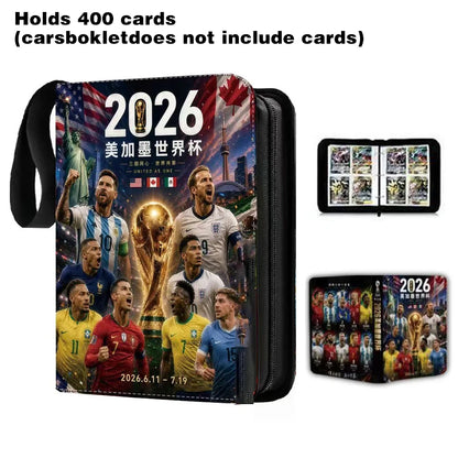 2026 World Cup Football Star Ronaldo Messi Mbappé 400/900pcs Album Book Folder Card Slots Collections Zipper Card Binder Holder