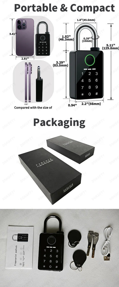 Tuya Password Bluetooth Padlock Touch Screen RFID IC Card Key Home Security Waterproof Cabinet Electronic Bag Luggage Padlock