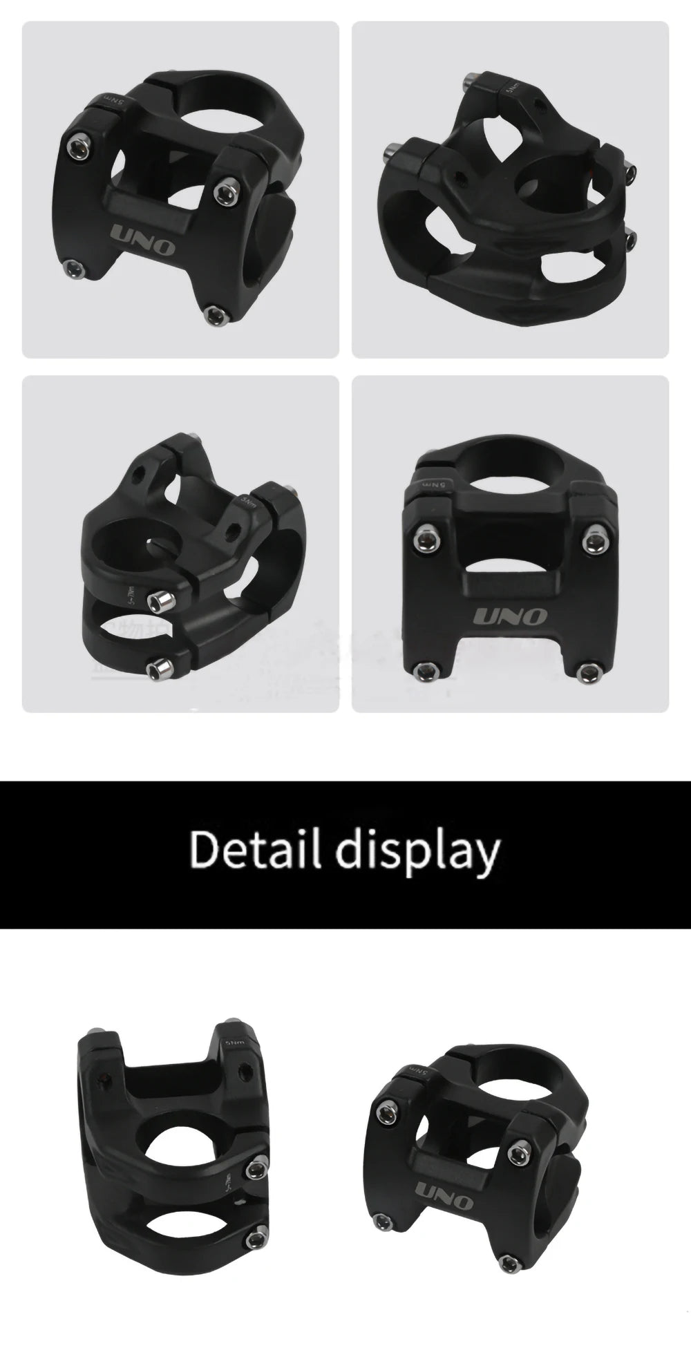 UNO MTB 0 Degree Mountain Bike Stem 31.8x35/45mm Aluminium Alloy Ultralight Hollow Design Bicycle Accessories