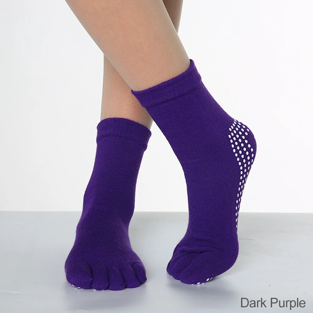 Women Colorful Yoga Socks Non-Slip Ladies Dance Socks Cotton Healthy Sports Five-toed Socks