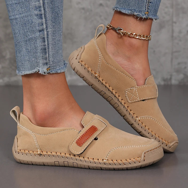 Handmade Leather Women Shoes Casual Comfortable Slip on Loafers Women Leather Shoes Moccasins Walking Shoes Summer Direct Sales