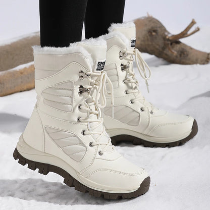Winter Women Snow Boot High-top Waterproof Ankle Boots Ladies Thick Plus Warm Snow Hiking Boots Outdoor Cotton Shoes Sneakers