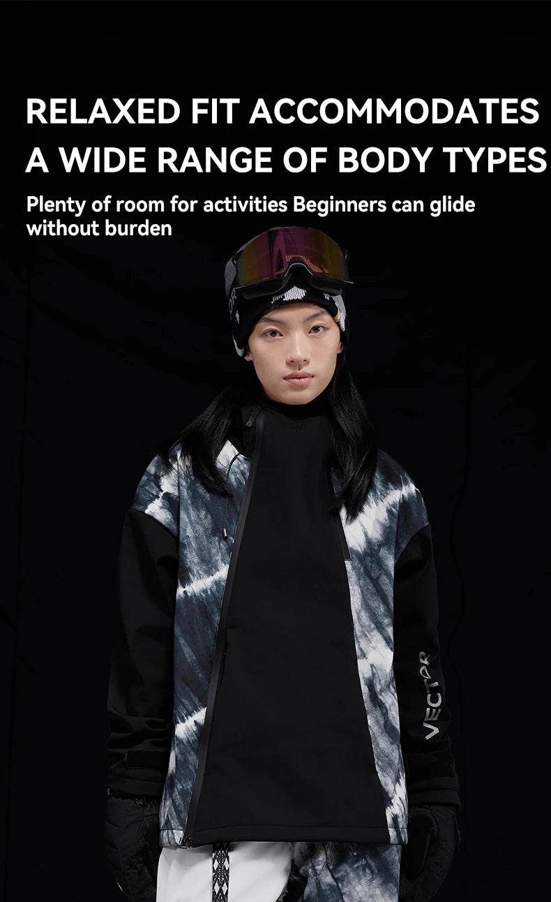 VECTOR Men and Women Splicing Skiing Skiing Top Waterproof Windproof Warm Durable Indoor and Outdoor Skiing Snowboard Jacket