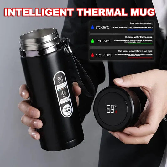 StainlessSteel Thermos Bottle with LED Temperature Display, 500-1000ML