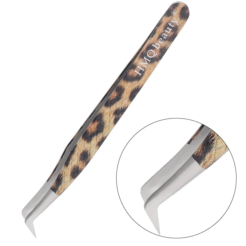 Leopard Eyelash Tweezers Stainless Steel High Quality Lash Tweezer For Lashes Extension Anti-Static 3D Accurate Clip Makeup Tool