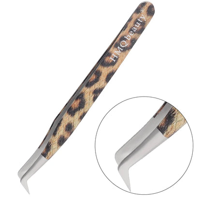 Leopard Eyelash Tweezers Stainless Steel High Quality Lash Tweezer For Lashes Extension Anti-Static 3D Accurate Clip Makeup Tool
