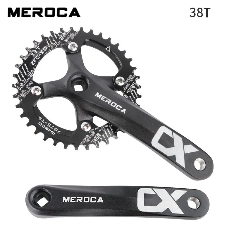 MEROCA Bicycle Crank Chainwheel 104BCD Bike Crankset Aluminum Alloy with Bottom Square Hole 170mm Crank 32/34/36/38/40/42T Plate