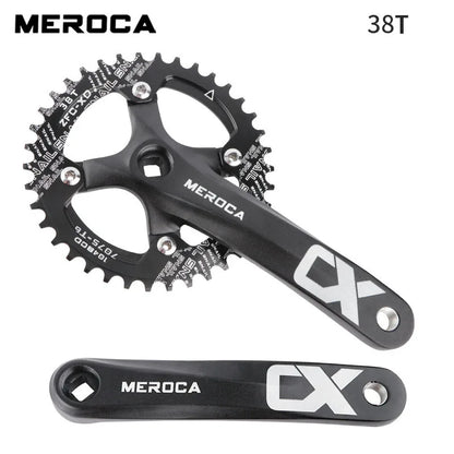 MEROCA Bicycle Crank Chainwheel 104BCD Bike Crankset Aluminum Alloy with Bottom Square Hole 170mm Crank 32/34/36/38/40/42T Plate