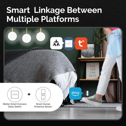 MOES Matter Tuya WiFi Smart Concave Glass Panel Light Switch Neutral Wire Required Compatible with Alexa Google Home SmartThings