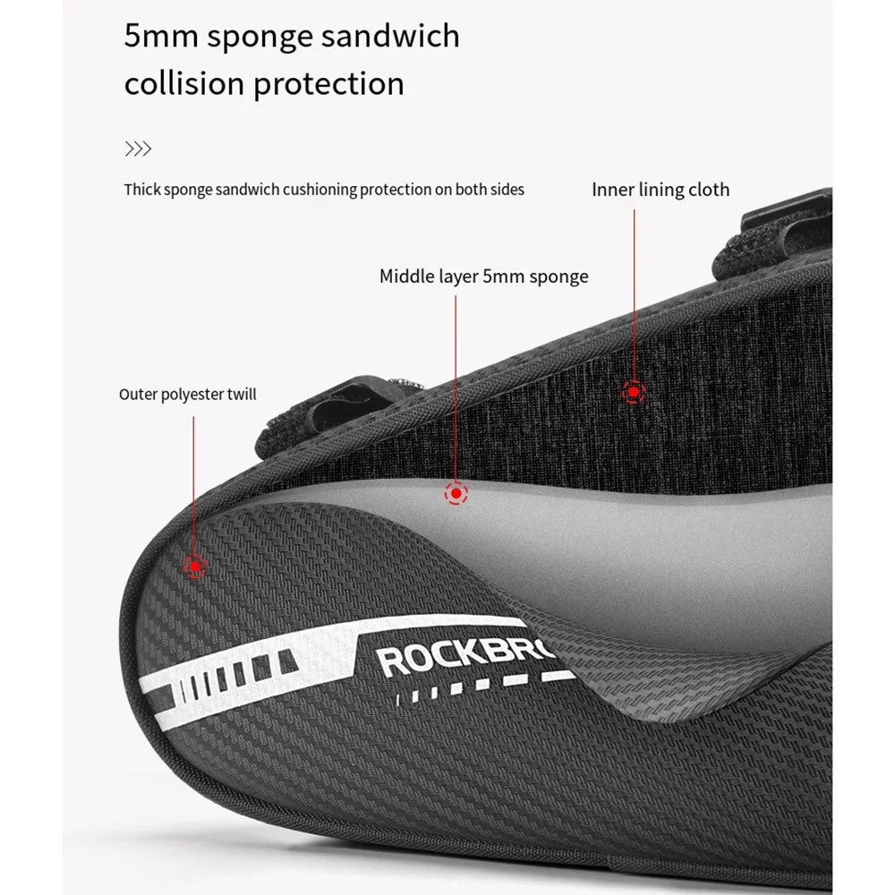 ROCKBROS Bike Saddle Bag MTB Road Cycling Reflective Twill Top Tube Triangle Bag Bicycle Handlebar Pouch Frame Front Tube Bag