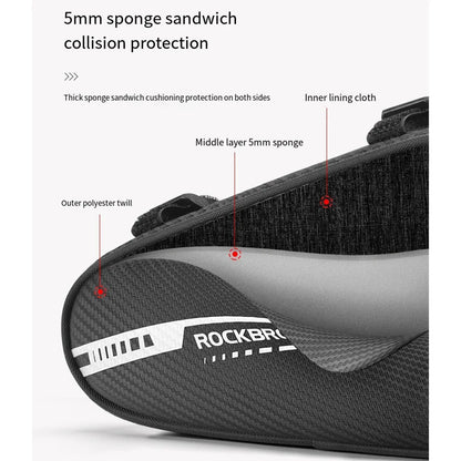 ROCKBROS Bike Saddle Bag MTB Road Cycling Reflective Twill Top Tube Triangle Bag Bicycle Handlebar Pouch Frame Front Tube Bag
