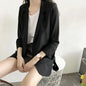 Spring Women Thin Blazers Sun Protection Suit 2025 Female Summer Black Blazer Three Quarter Sleeves OL Slim Coats Ladies Tops