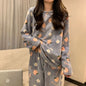 Ruffles Pajamas for Women Autumn Winter Peter Pan Collar Ruffle Sleeve Pajama Top and Elastice Waist Pants 2 Pcs Pajama Sets