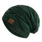 New Unisex Slouchy Winter Hats Warm Fleece Lined Beanie Cap Men Women Casual Label Decor Winter Mixed Color Knitted Hats