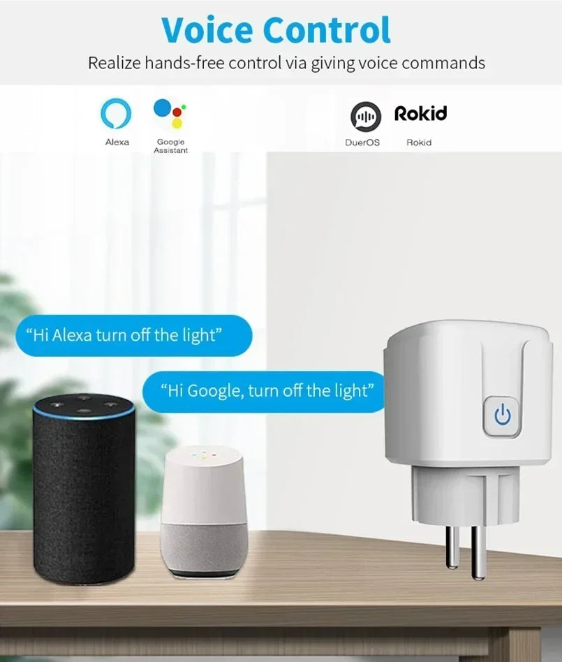 Smart Socket EU 16A/20A Wifi Smart Plug With Power Monitoring Timing Function Tuya APP Remote Control Support Alexa Google Home