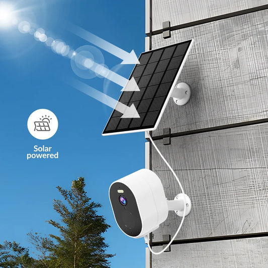 Waterproof Solar Powered WiFi Cameera Outdoor Home Security Camera Two-Way Audio PIR Motion Alarm Cloud Storage Battery Powered