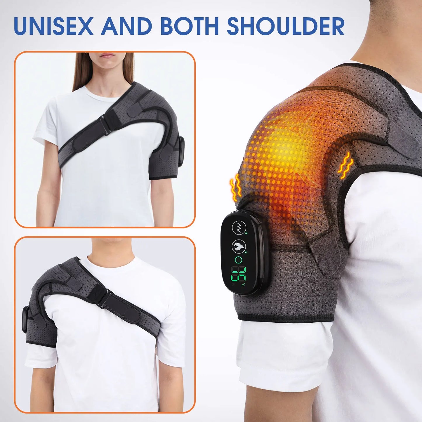 Electric Heating Shoulder Brace LED Display Vibration Shoulder Massage Support Belt Strap For Joint Brace Care Muscle Relaxation