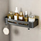 1pc Non-Drill Aluminum Bathroom Storage Rack - Wall-Mounted Corner Shelf for Shampoo, Makeup, and Accessories