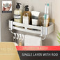 1pc Non-Drill Aluminum Bathroom Storage Rack - Wall-Mounted Corner Shelf for Shampoo, Makeup, and Accessories