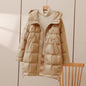 Winter Long 90% White Duck Down Jacket Women Hooded Zipper Puffer Coat Casual Warm Loose Puffer Feather Parka