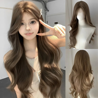 Synthetic Short Lolita Cosplay Christmas Halloween Bob Brown Blonde LM Wig With Long Curly Ponytail Natural Fake Hair for Women